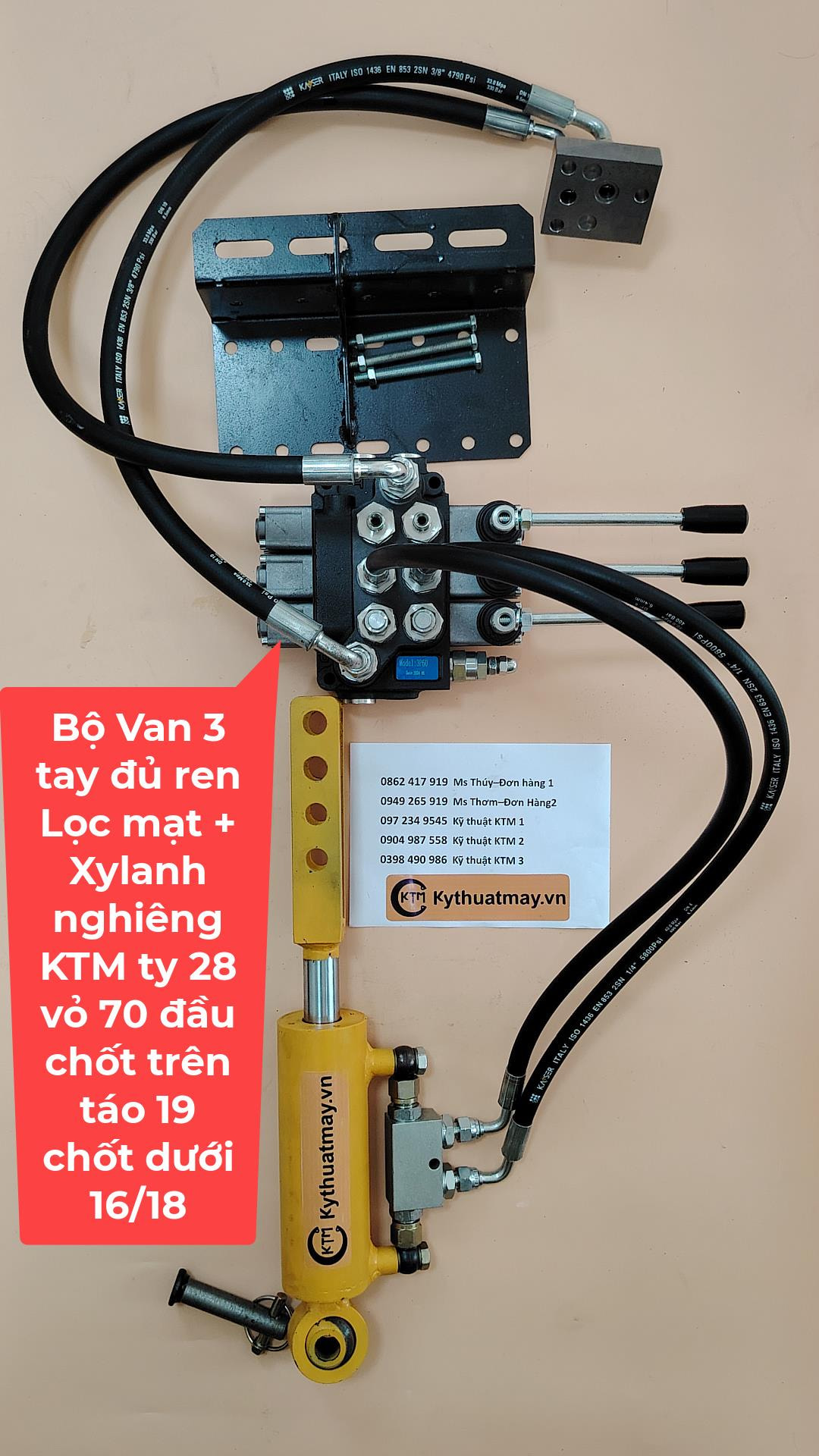 Bộ van 3 tay KTM có lọc mạt + xylanh Nghiêng chống tụt KTM 30-90hp