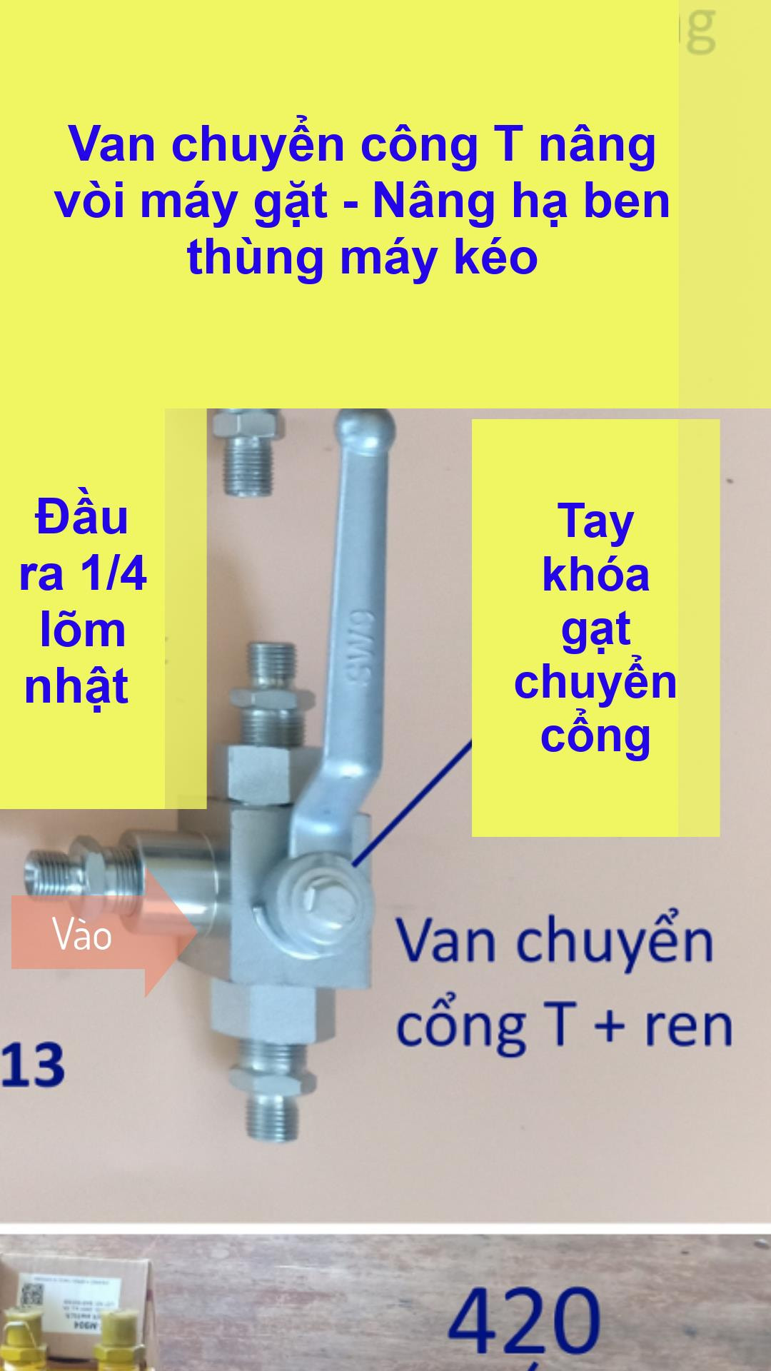 Van chia cổng T nâng hạ ben thùng máy kéo / nâng hạ vòi bơm lúa máy gặt