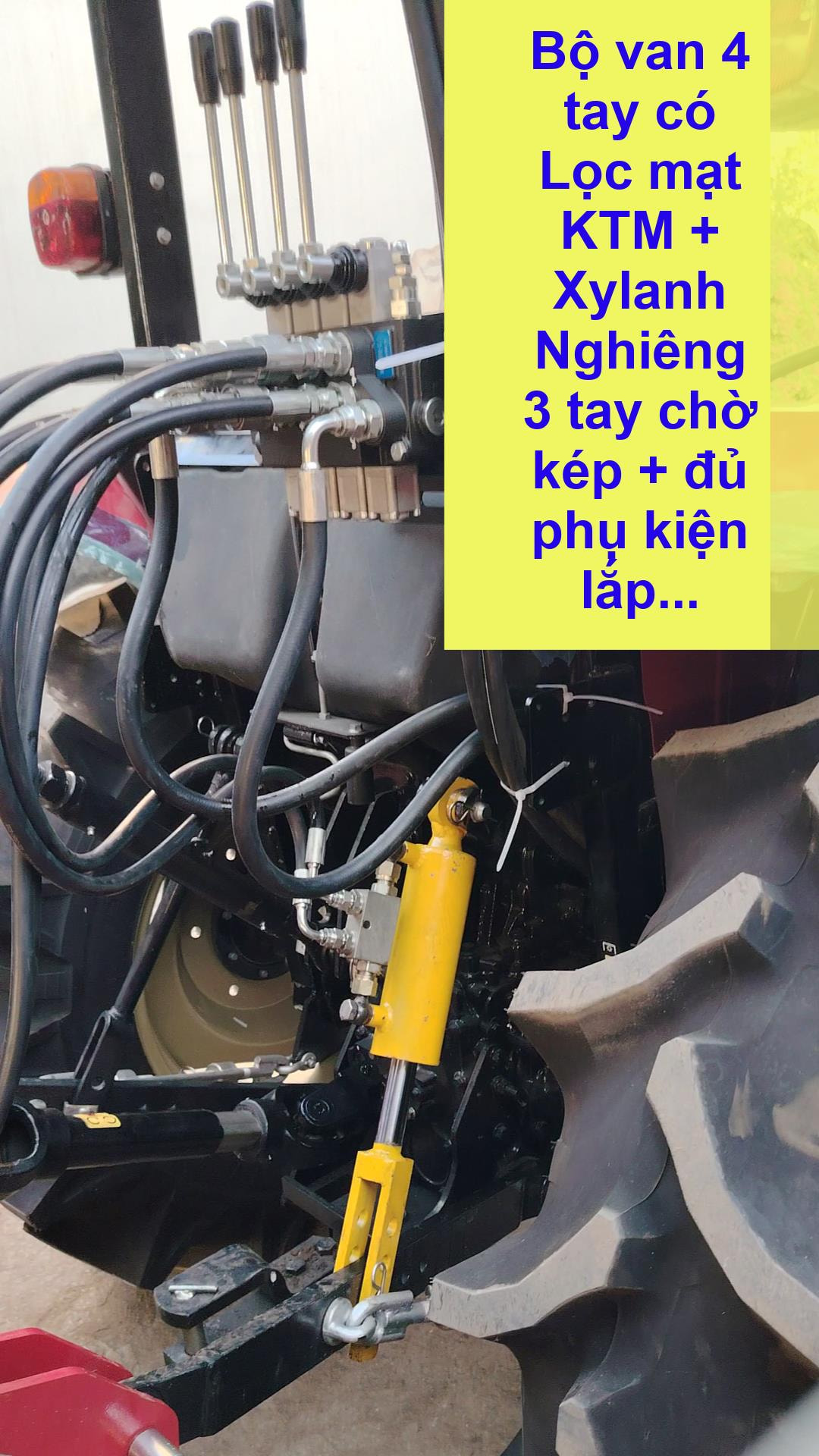 Bộ van 4 tay có lọc mạt KTM + Xylanh Nghiêng + đủ phụ kiện Lắp