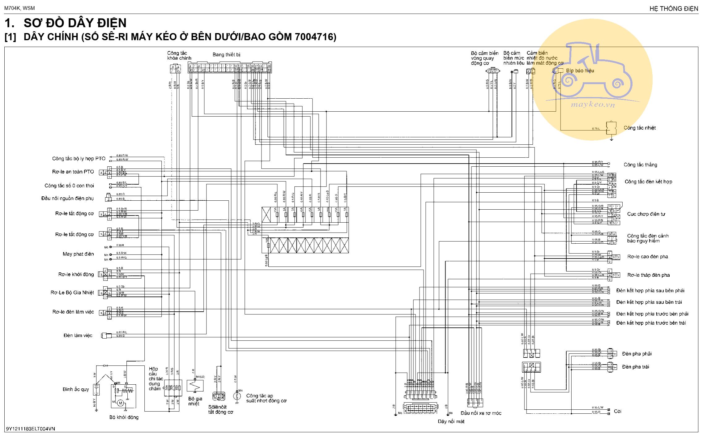 SƠ ĐỒ ĐIỆN MÁY KÉO M7040